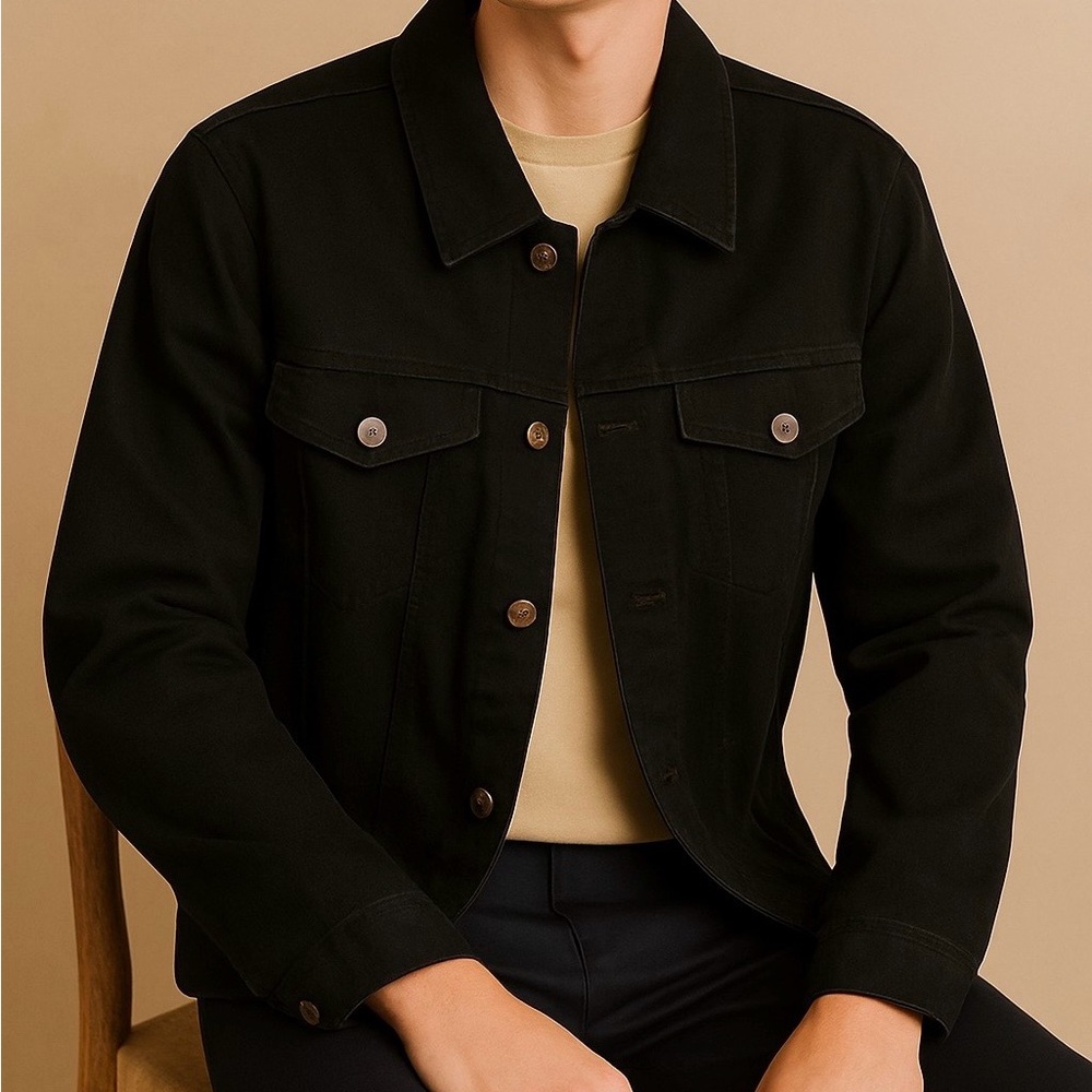 Black Lightweight Shirt Jacket with Modern Fit